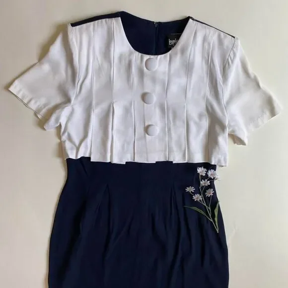 Vintage navy & white dress - Picture 2 of 7